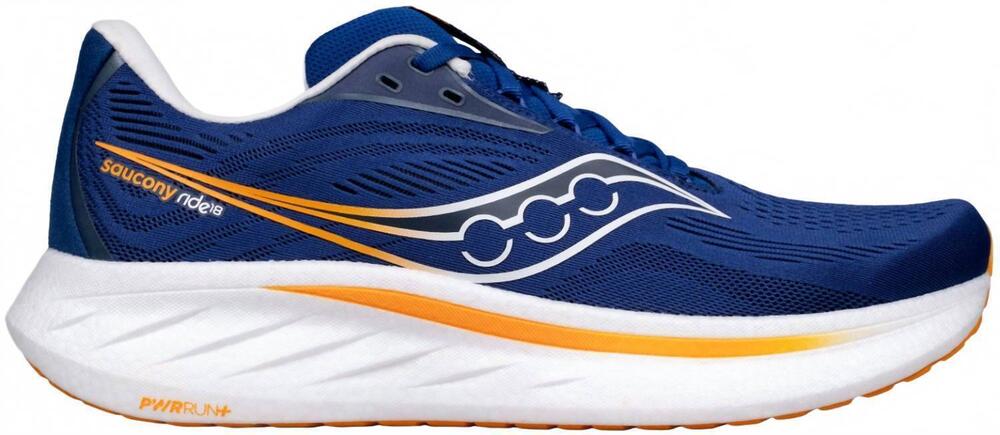 NEW SAUCONY men's ride 18 shoes in blue/yellow